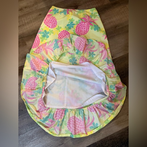 Lilly Pulitzer Vintage Pink Pineapple Floral Ruffled Maxi Skirt Size 12 - Picture 12 of 12